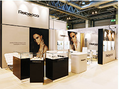 Exhibition display stands for Rebecca
